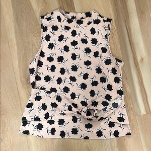 Ann Taylor Pink and Black Floral Blouse